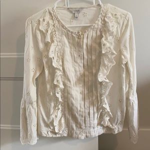 Cream j crew eyelet top